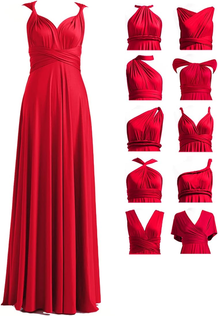 Convertible Infinity Bridesmaid Maxi Dress - Red