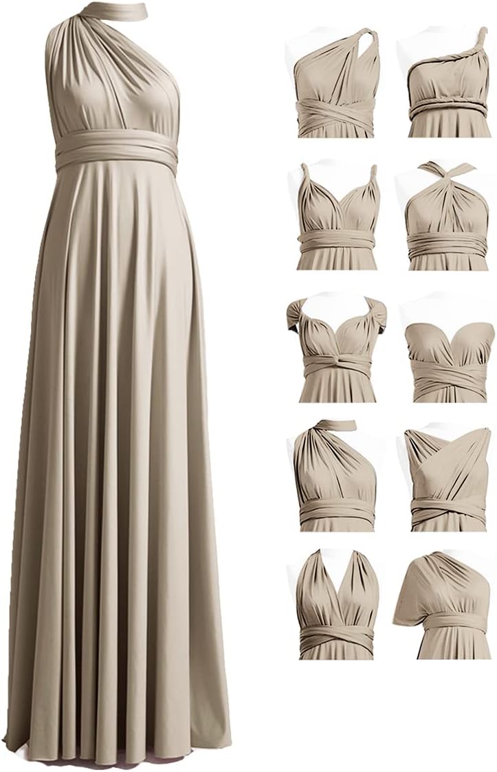 Convertible Infinity Bridesmaid Maxi Dress - Taupe