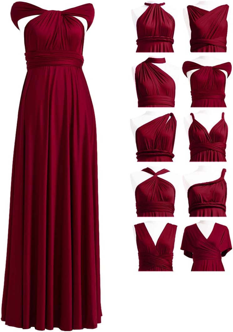 Convertible Infinity Bridesmaid Maxi Dress - Burgundy