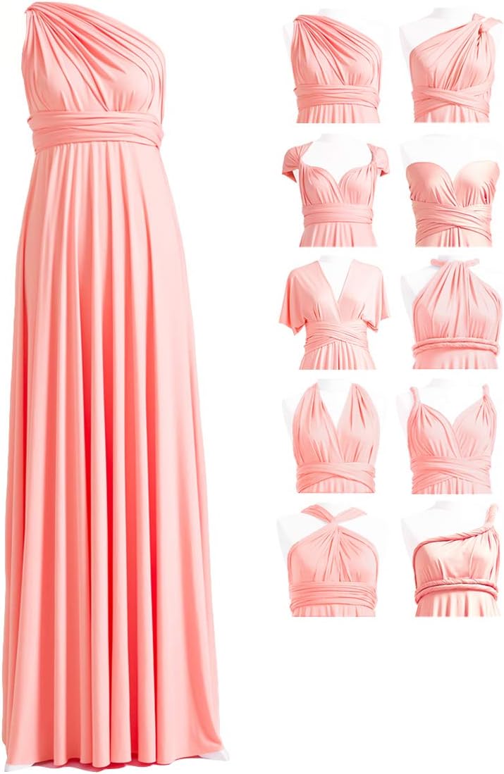Convertible Infinity Bridesmaid Maxi Dress - Peach Coral