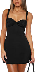 Lace Mesh Corset Bodycon Mini Dress, Backless - Black