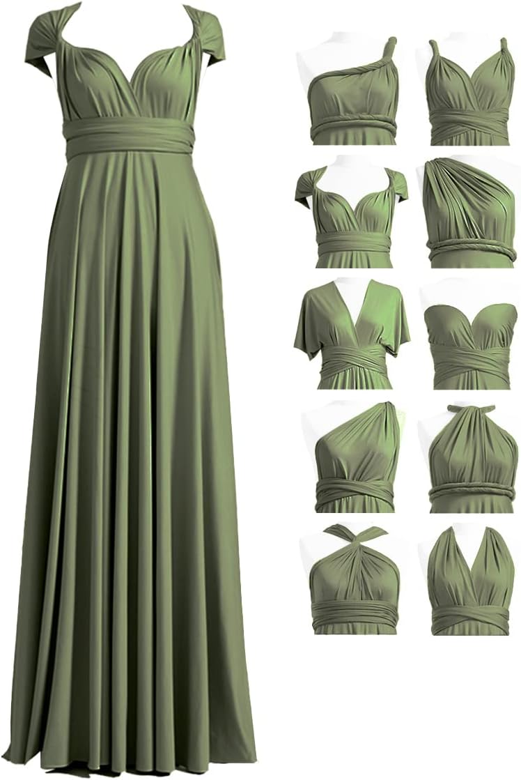 Convertible Infinity Bridesmaid Maxi Dress - Olive Green