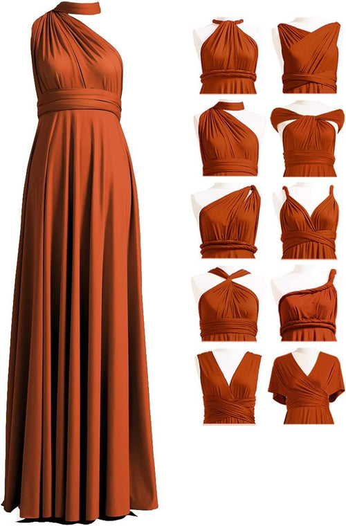 Convertible Infinity Bridesmaid Maxi Dress - Burnt Orange