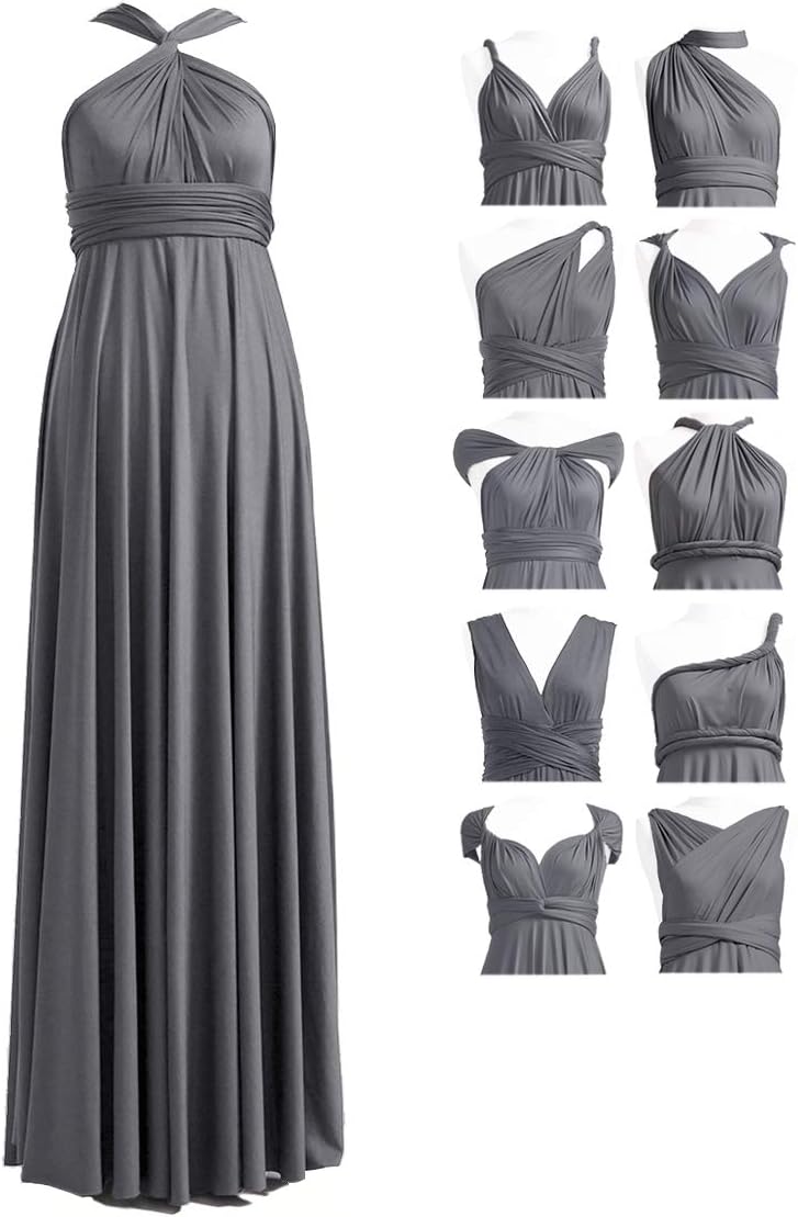 Convertible Infinity Bridesmaid Maxi Dress - Charcoal Grey