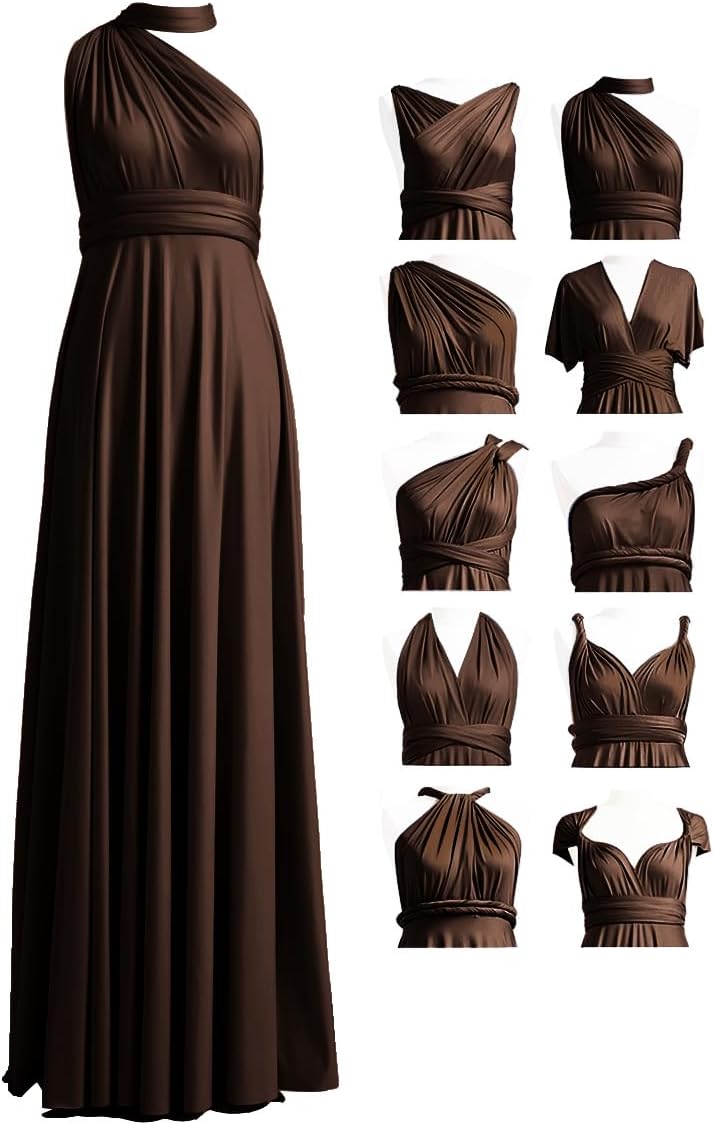 Convertible Infinity Bridesmaid Maxi Dress - Dark Brown