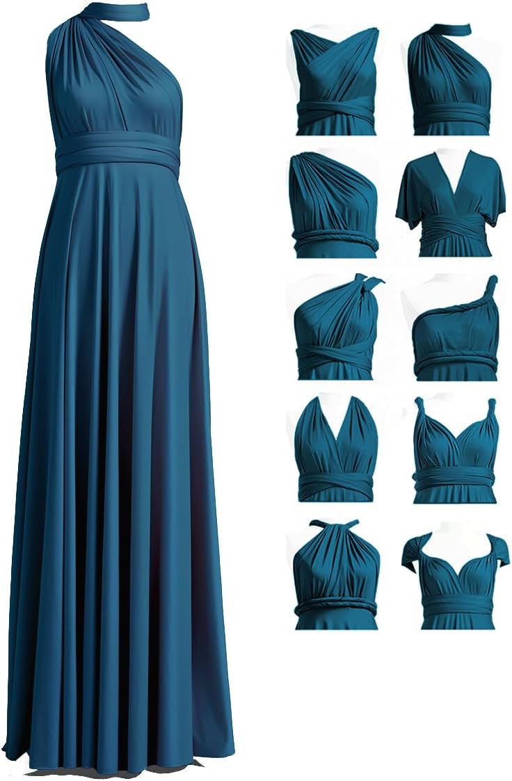 Convertible Infinity Bridesmaid Maxi Dress - Teal Blue